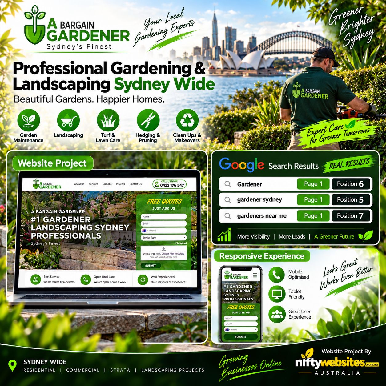 A Bargain Gardener website designed by Nifty Websites Australia