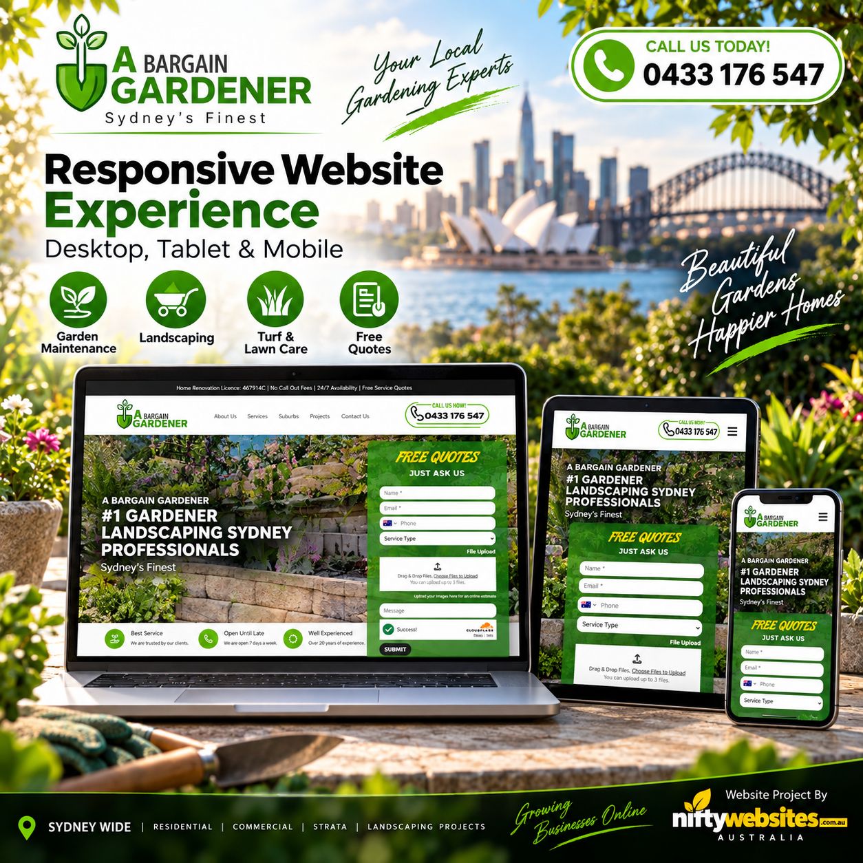 A Bargain Gardener website on mobile