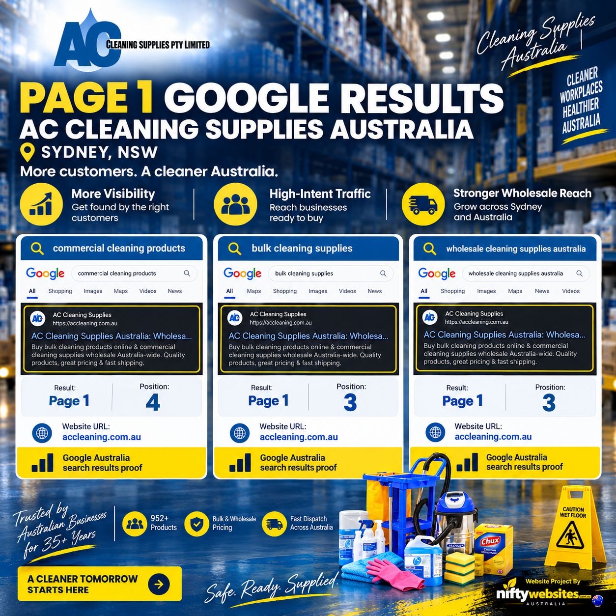 AC Cleaning Supplies homepage design