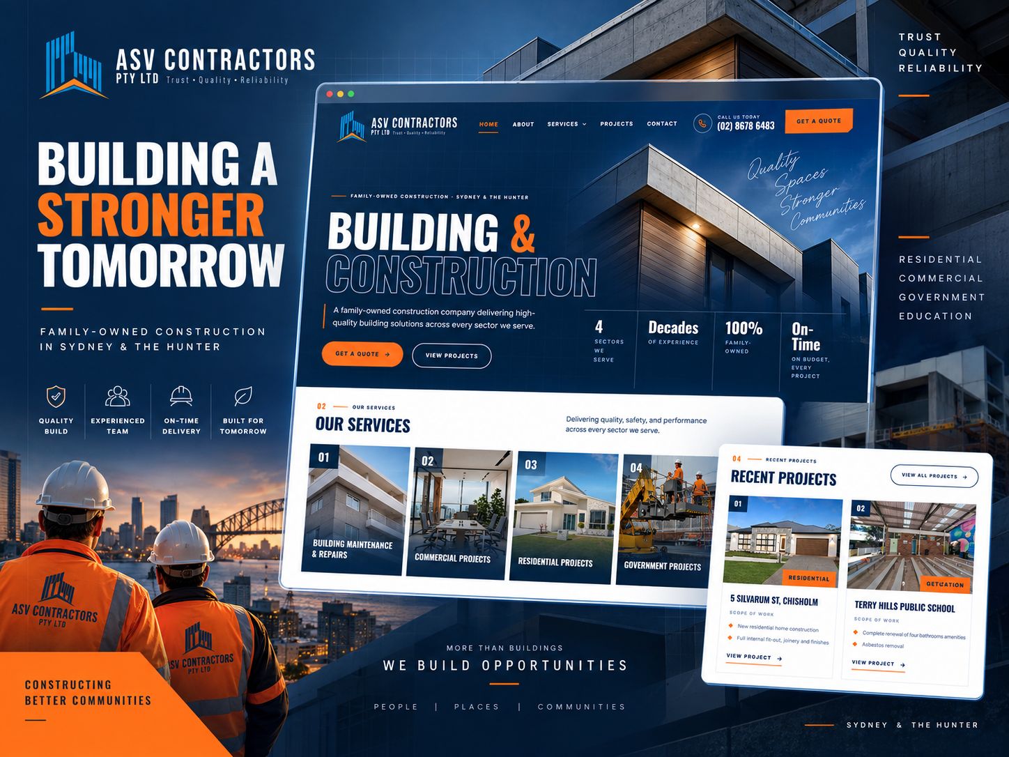 ASV Contractors homepage design