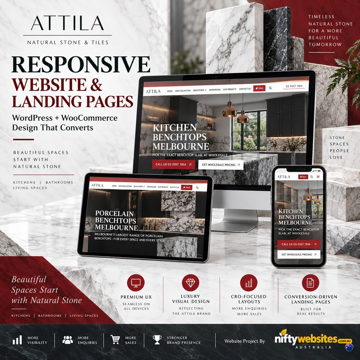 Attila's Natural Stone website designed by Nifty Websites Australia