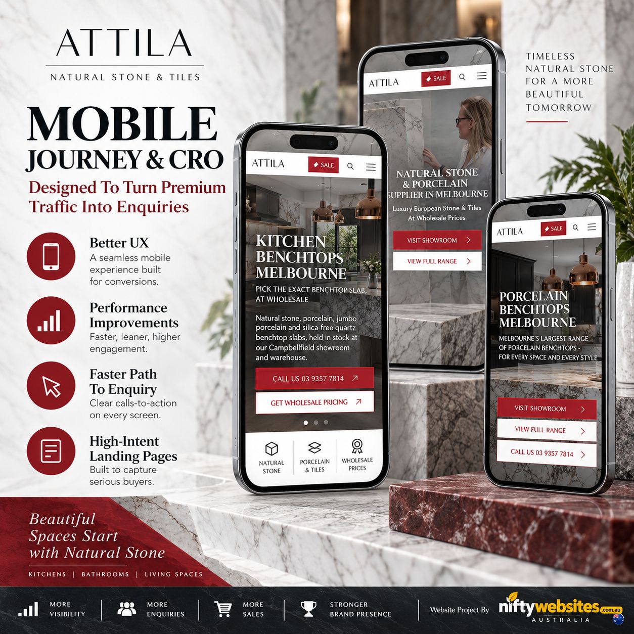 Attila's Natural Stone website on mobile