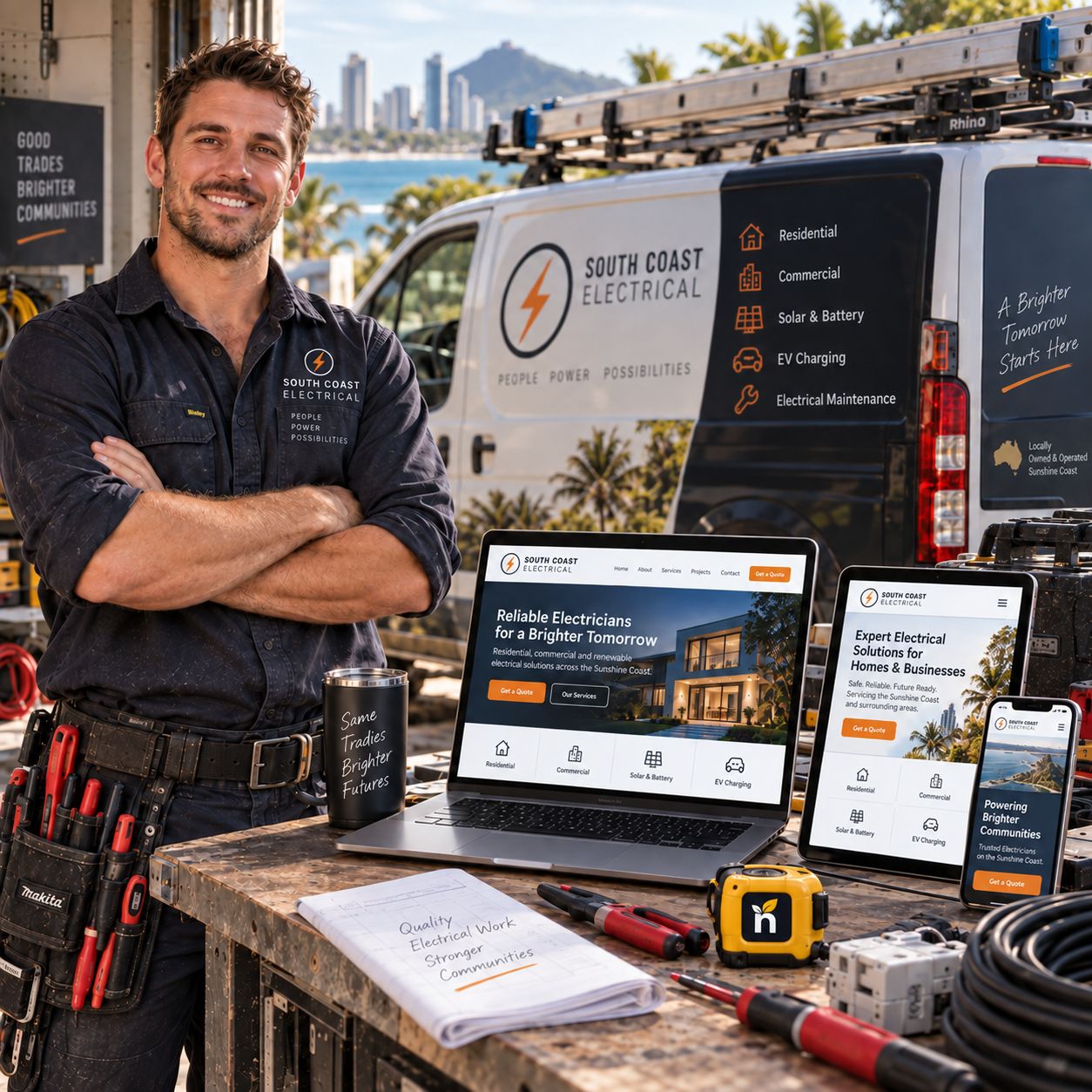 Hero visual for the electricians website service