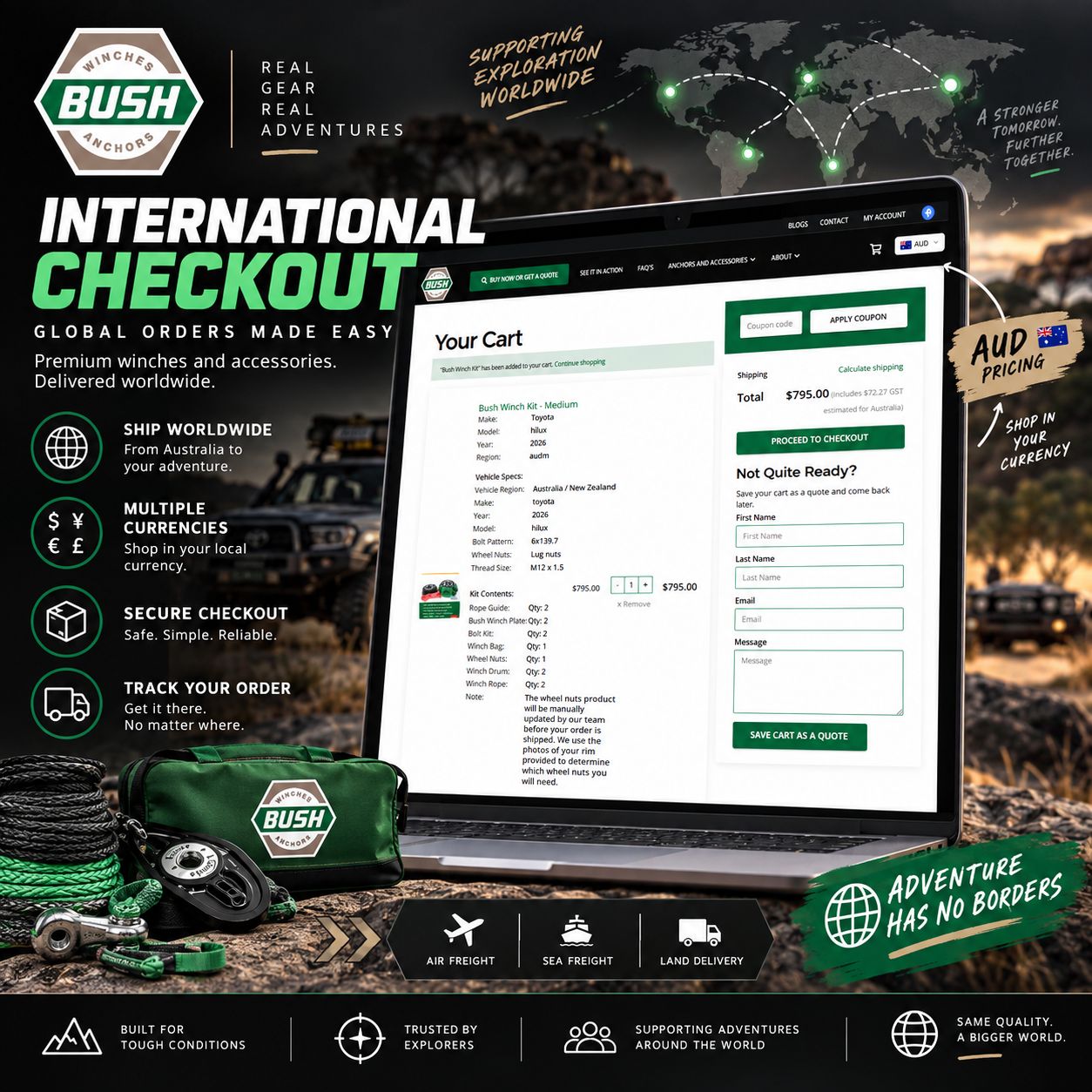 Bush Winch international eCommerce checkout