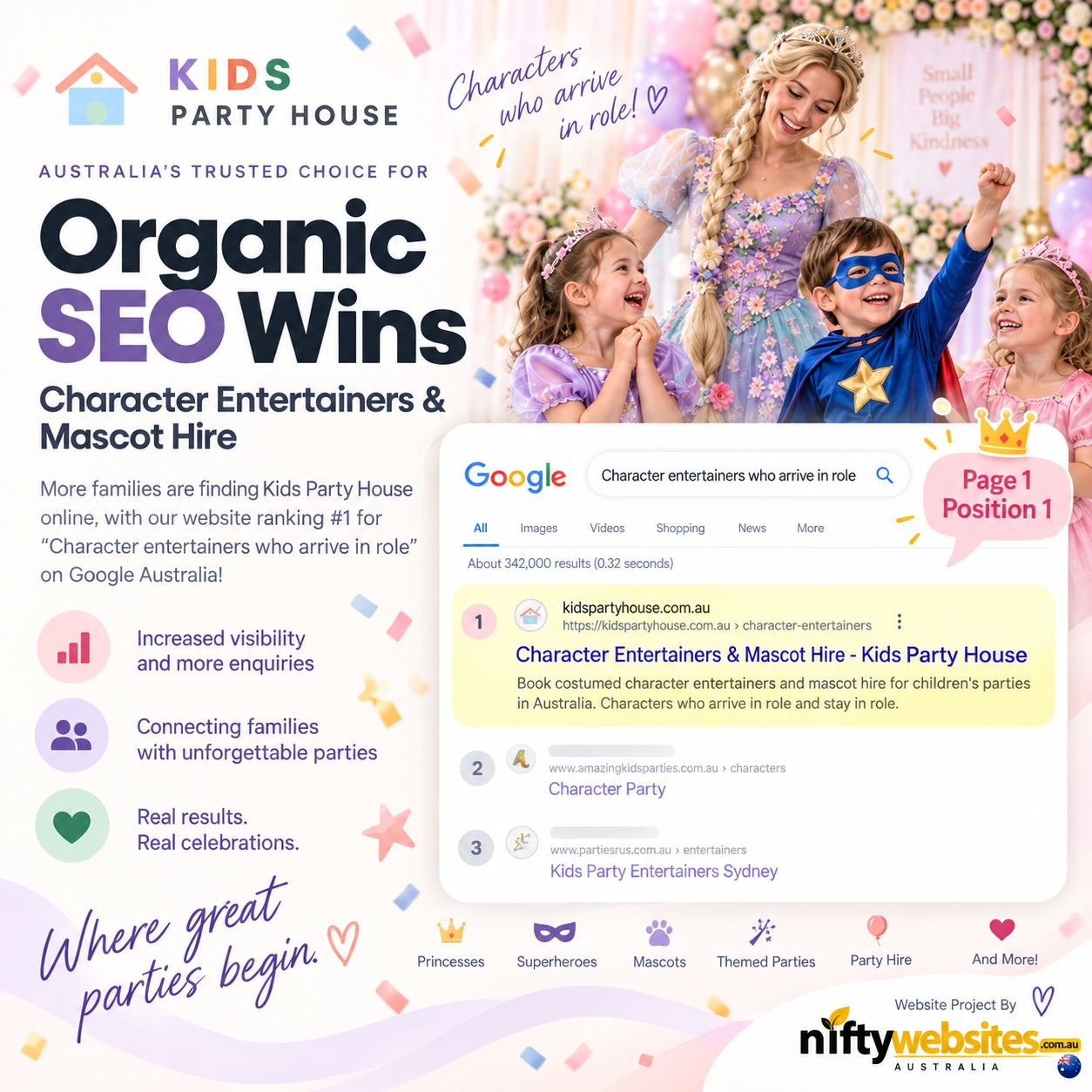Kids Party House homepage design