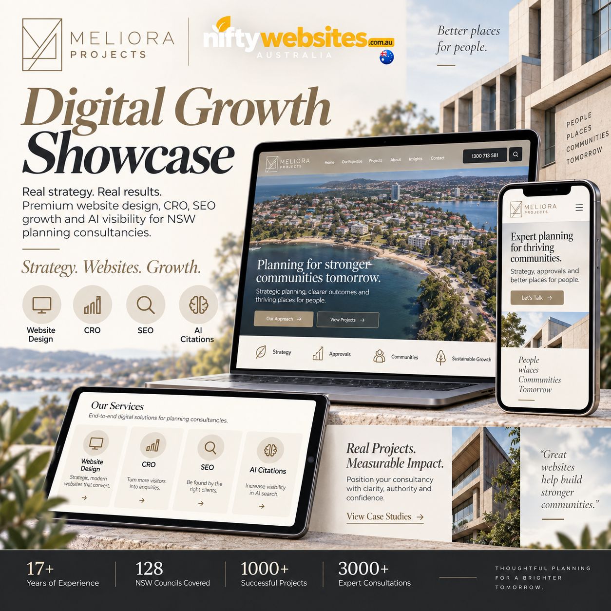 Meliora Projects website designed by Nifty Websites Australia