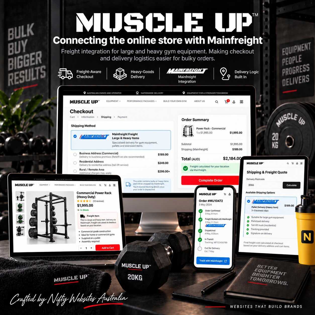 Muscle Up Mainfreight freight integration at checkout