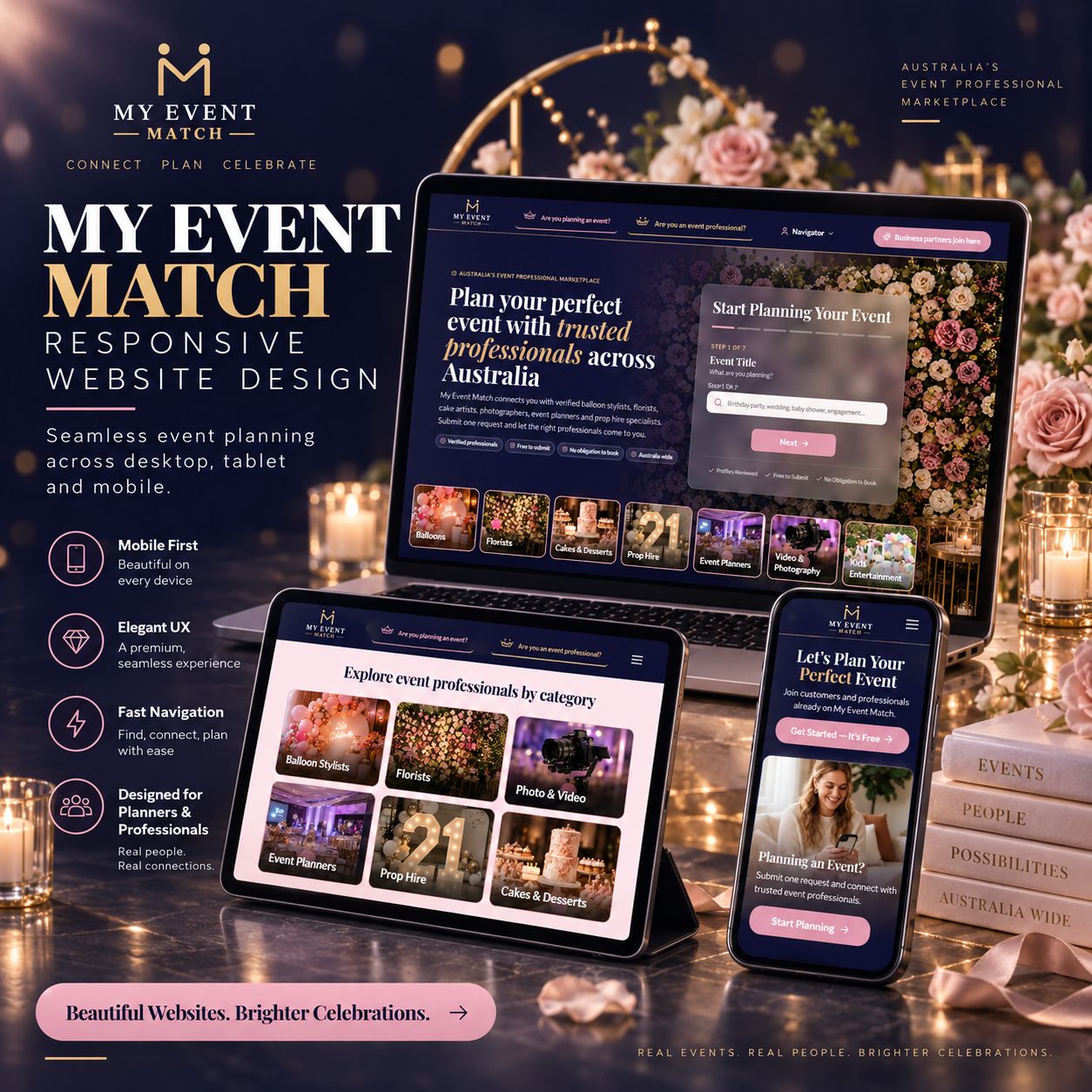My Event Match website on mobile
