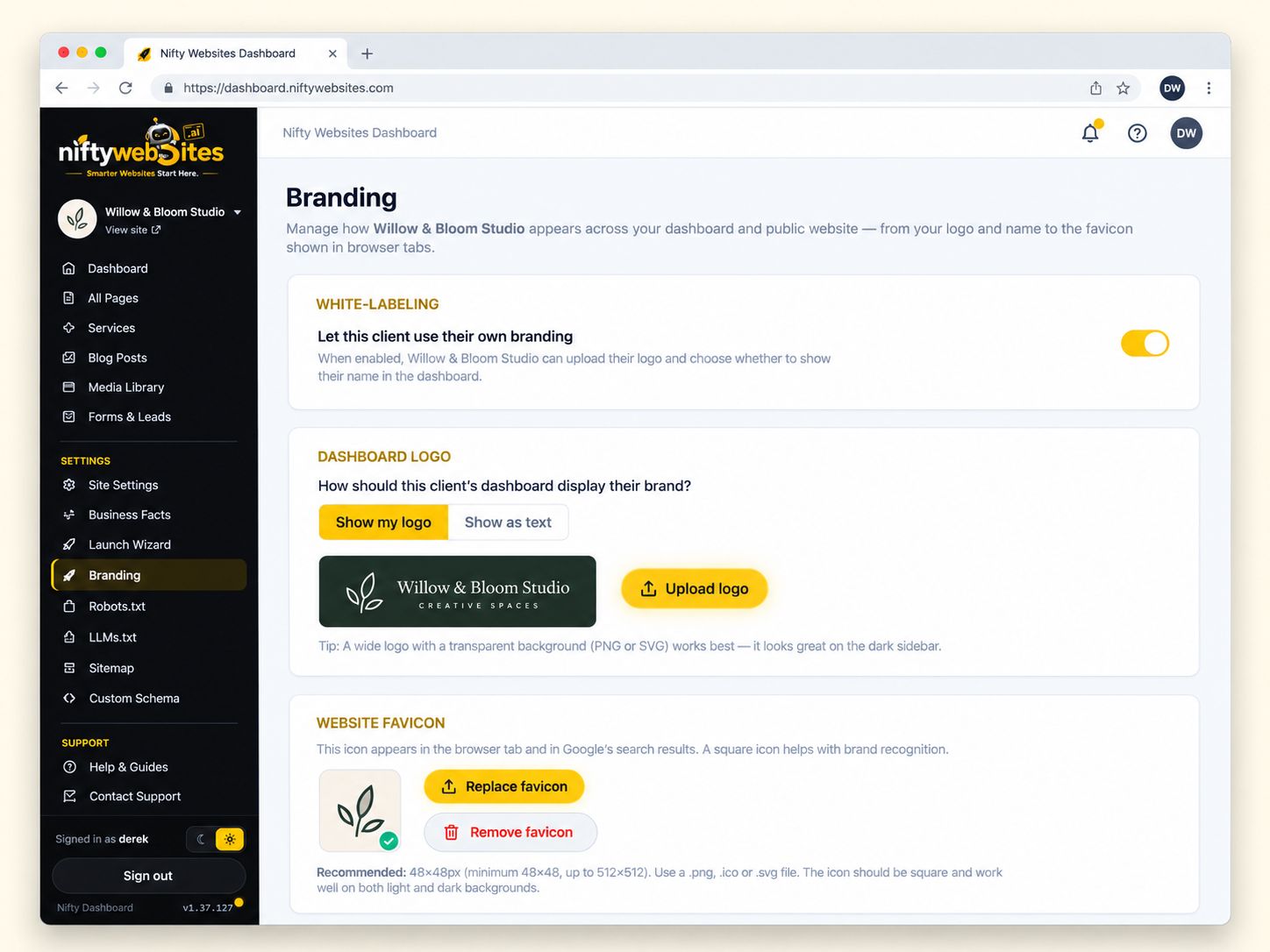 Branding & white-label settings