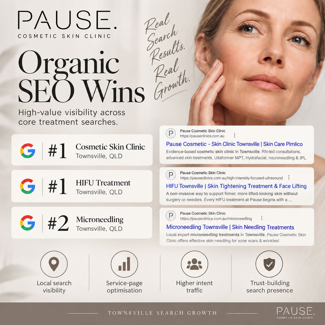 Pause Cosmetic Skin Clinic homepage design