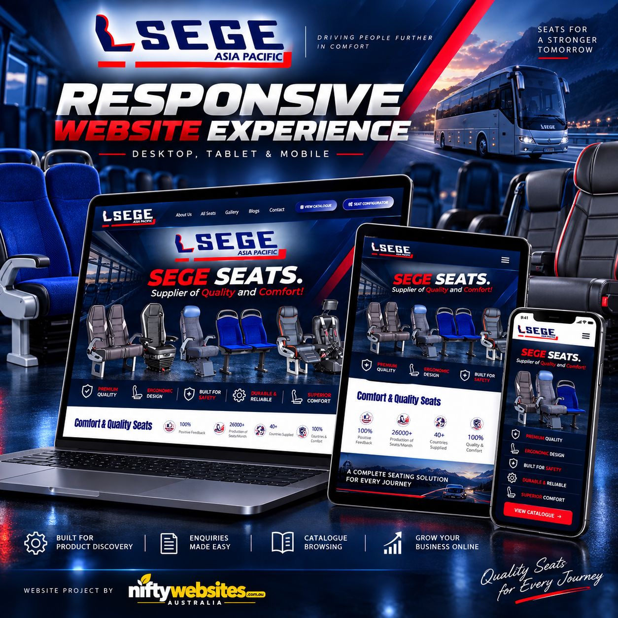 Sege Seats website on mobile