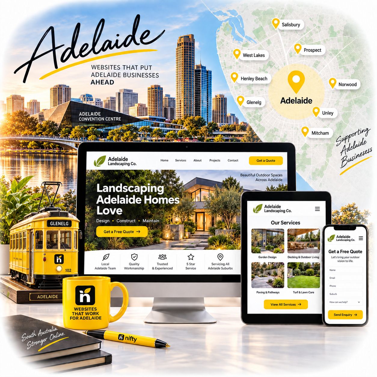Hero visual for the Adelaide web design service