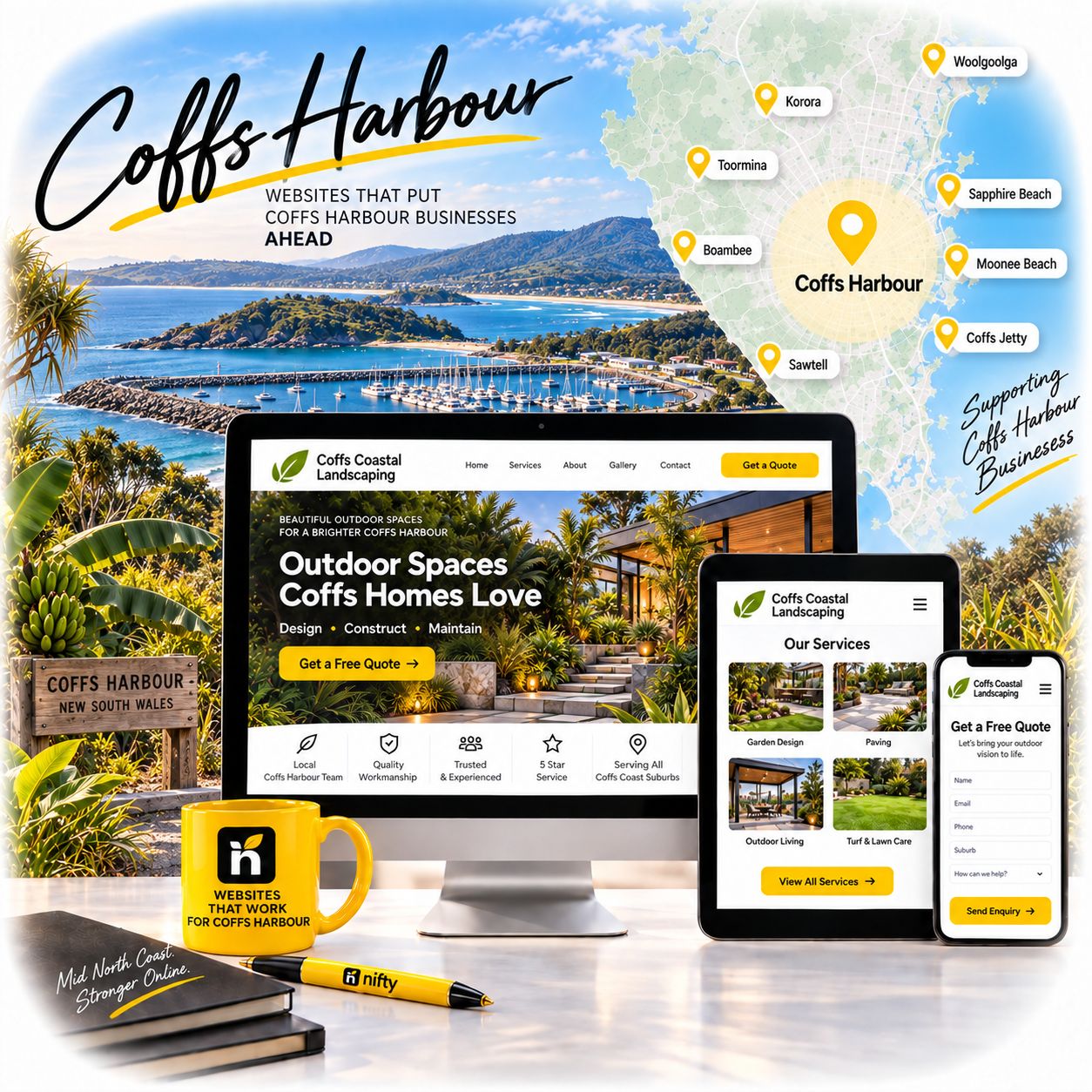 Hero visual for the Coffs Harbour web design service