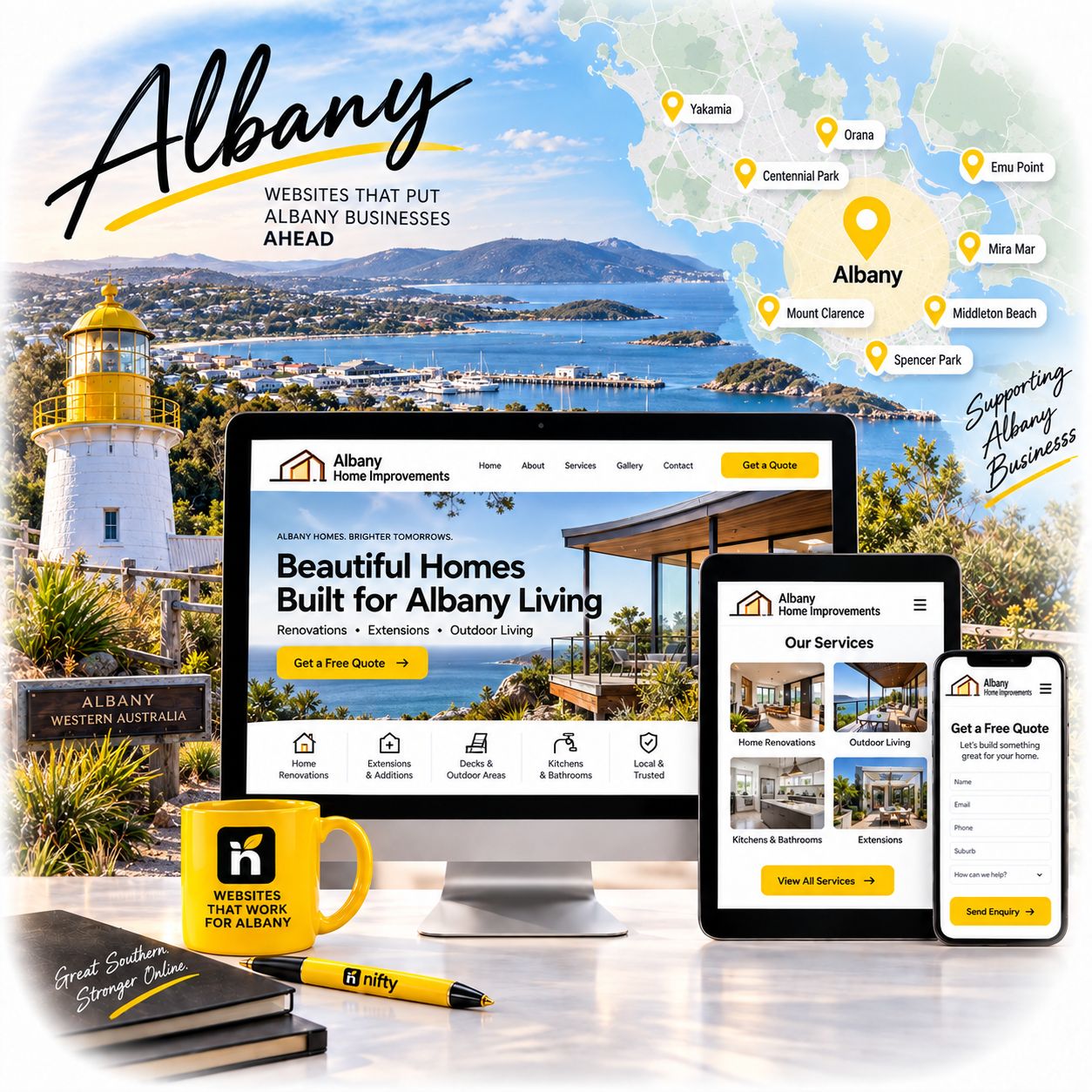 Hero visual for the Albany web design service