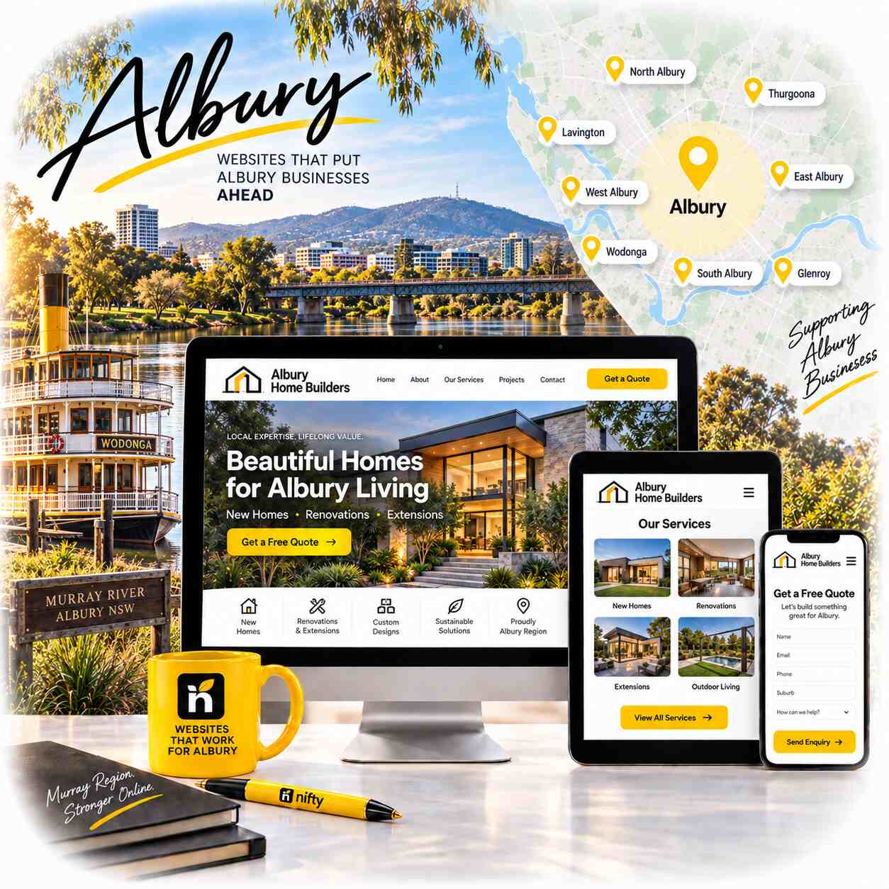 Web design services for Albury businesses by Nifty Websites Australia