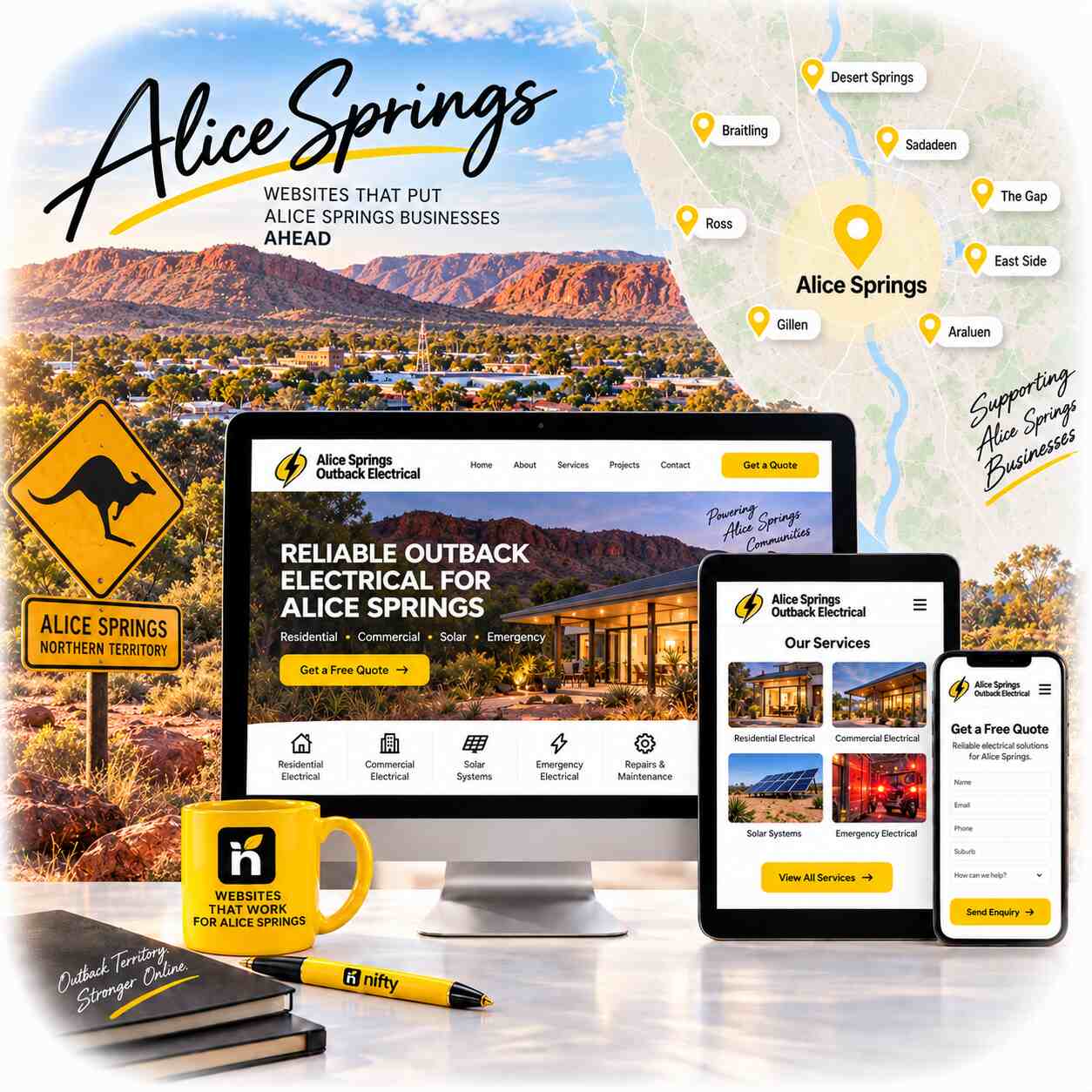 Web design services for Alice Springs businesses by Nifty Websites Australia