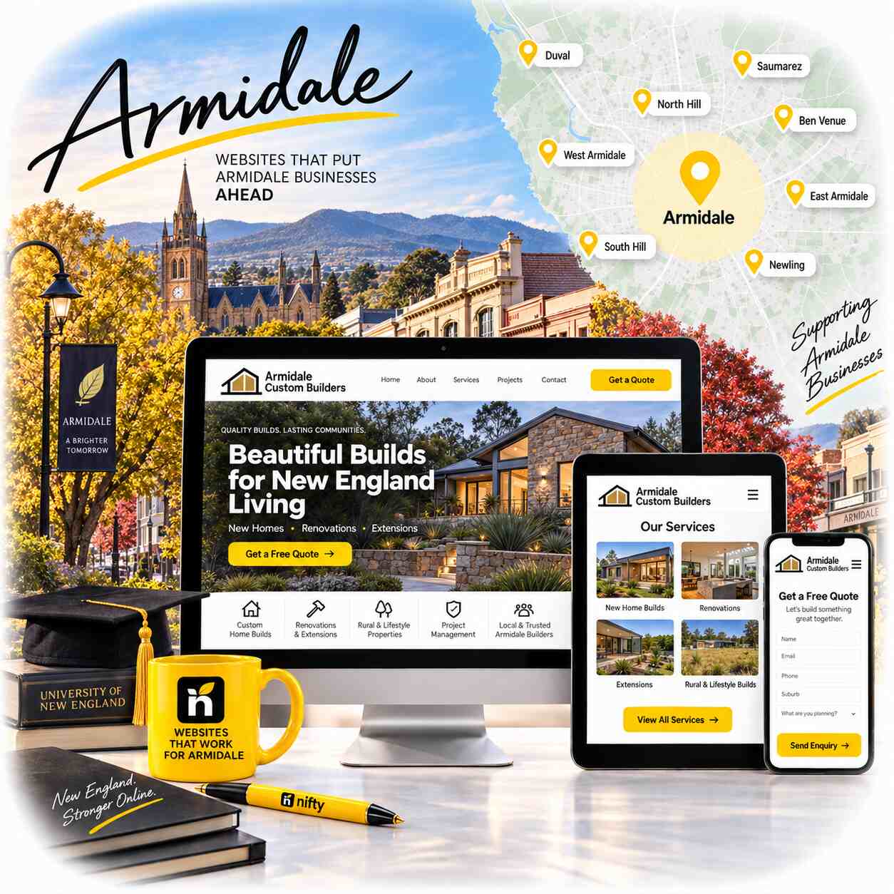 Web design services for Armidale businesses by Nifty Websites Australia