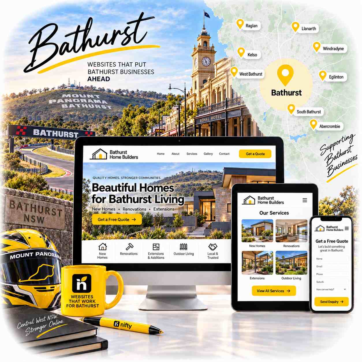 Web design services for Bathurst businesses by Nifty Websites Australia