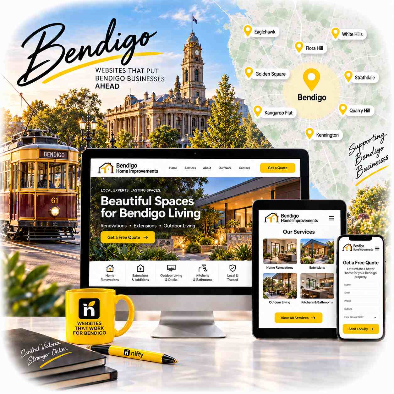 Web design services for Bendigo businesses by Nifty Websites Australia