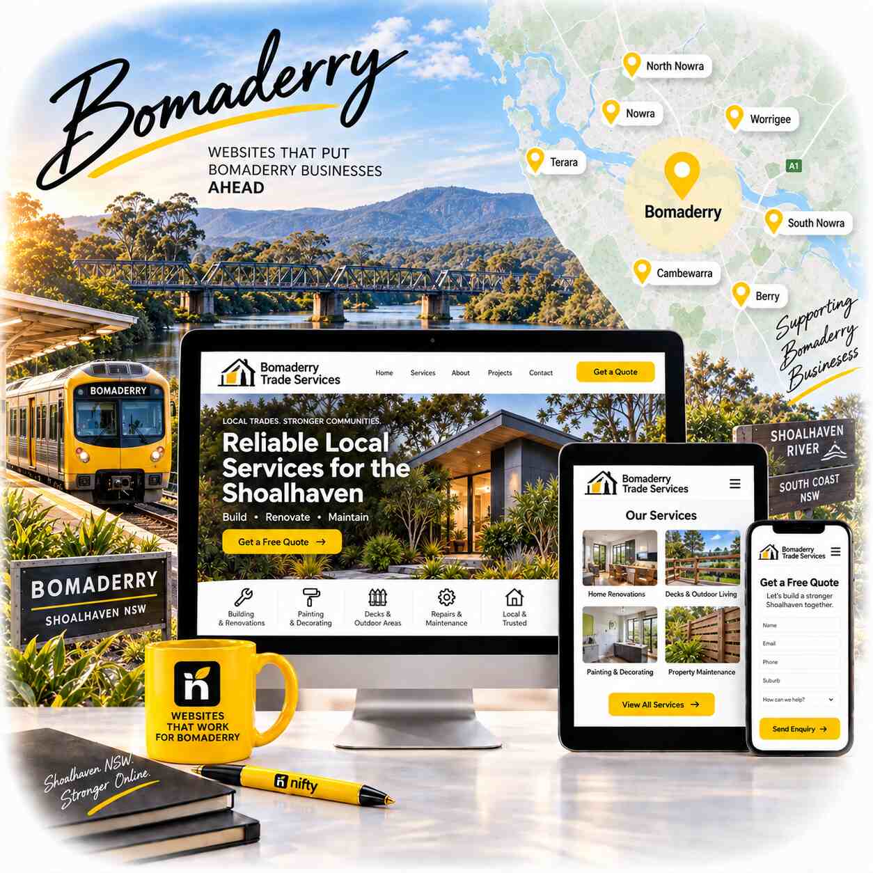 Web design services for Bomaderry businesses by Nifty Websites Australia