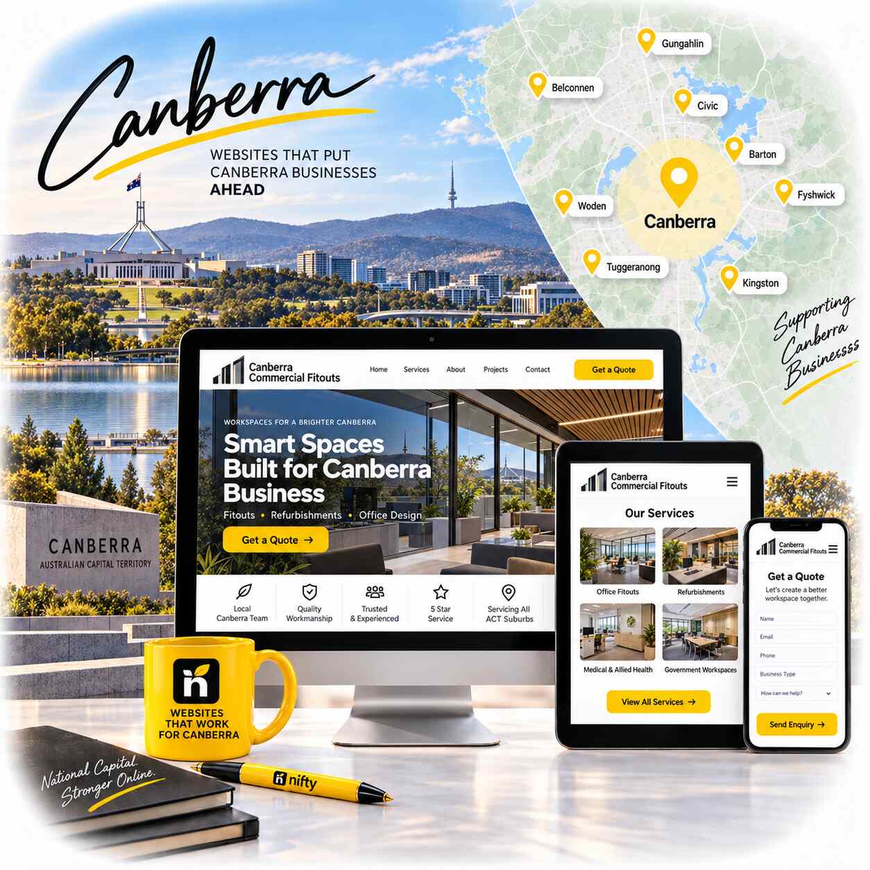 Web design services for Canberra businesses by Nifty Websites Australia