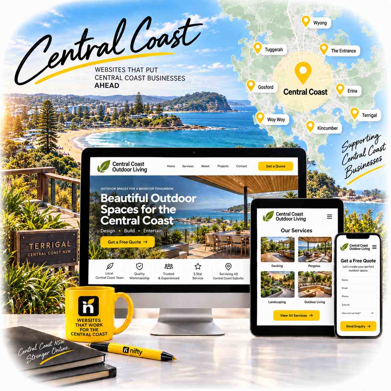 Web design services for Central Coast NSW businesses by Nifty Websites Australia