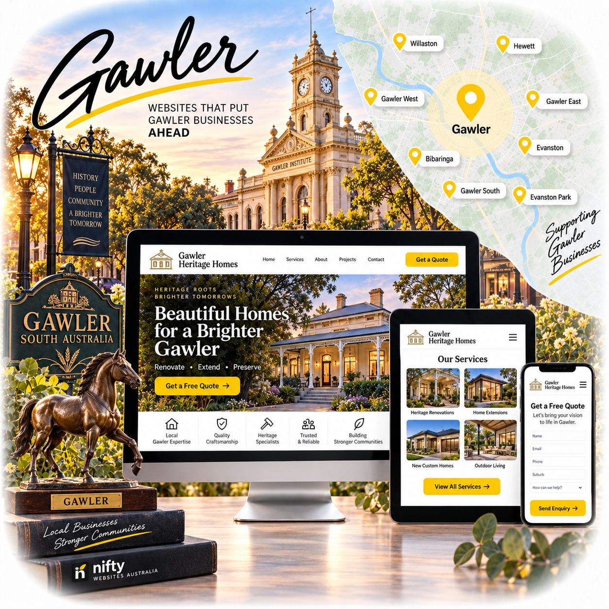 Hero visual for the Gawler web design service