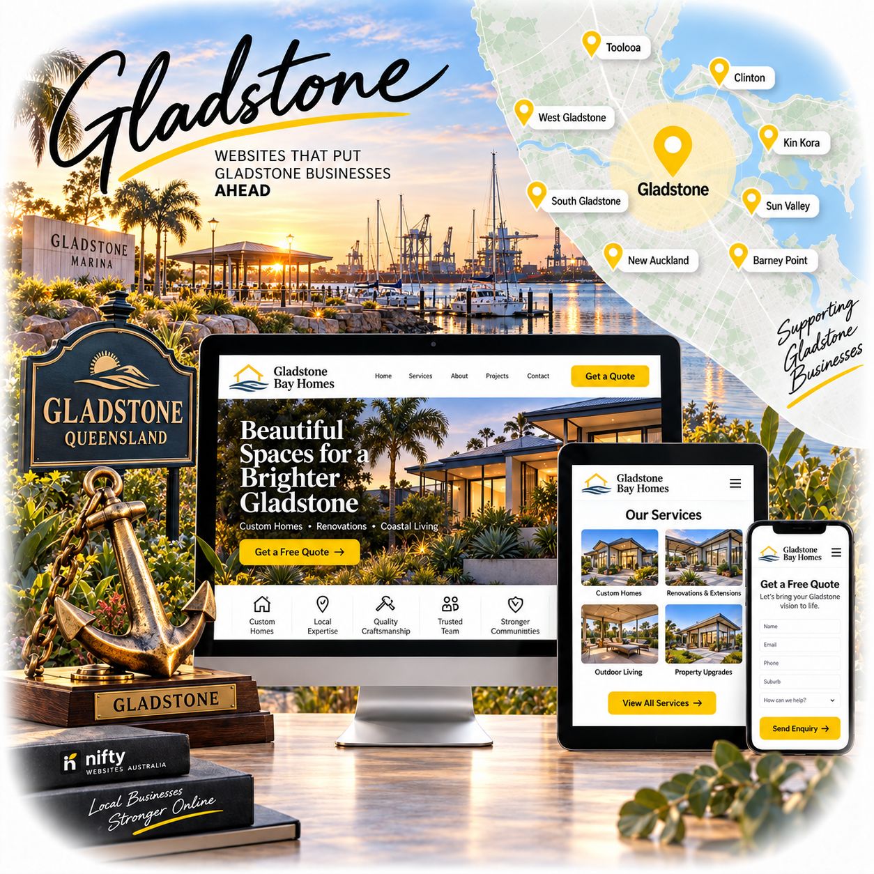 Hero visual for the Gladstone web design service