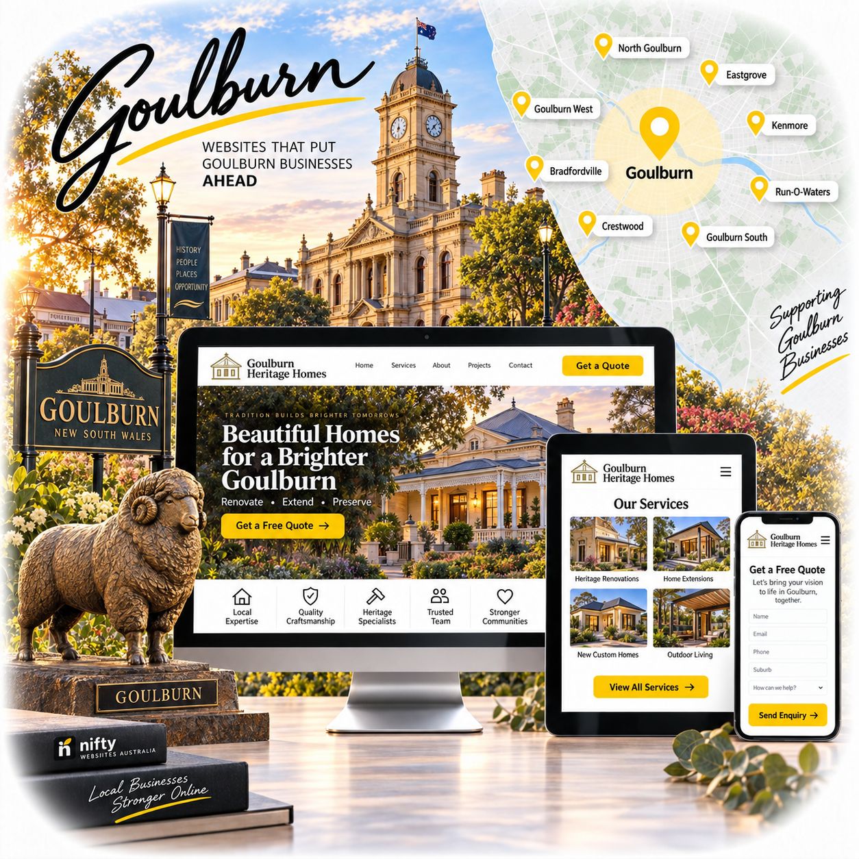Hero visual for the Goulburn web design service