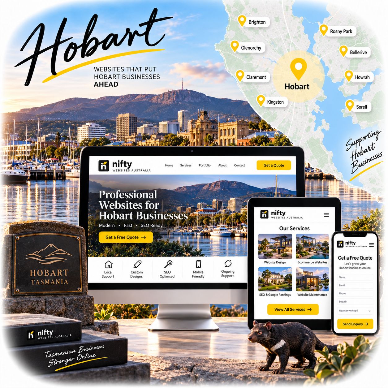 Hero visual for the Hobart web design service