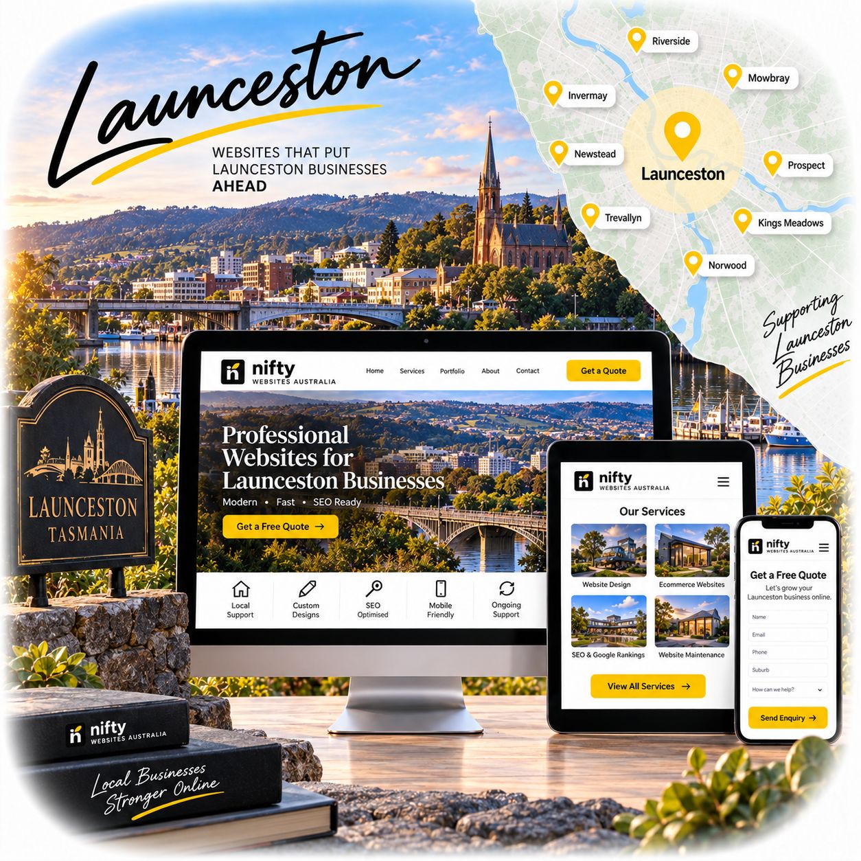 Hero visual for the Launceston web design service
