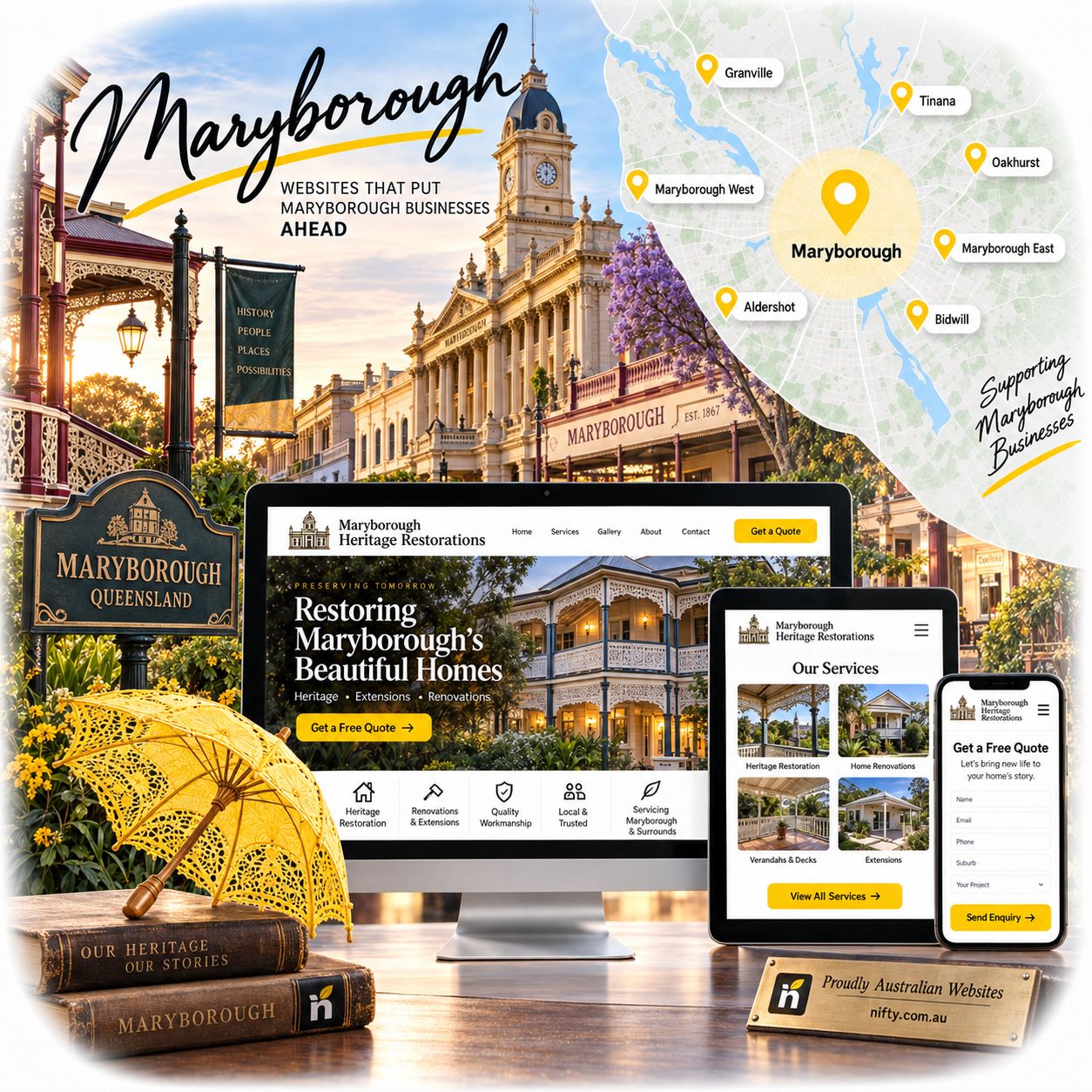 Hero visual for the Maryborough web design service