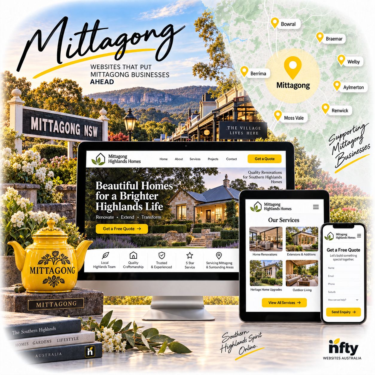 Hero visual for the Mittagong web design service