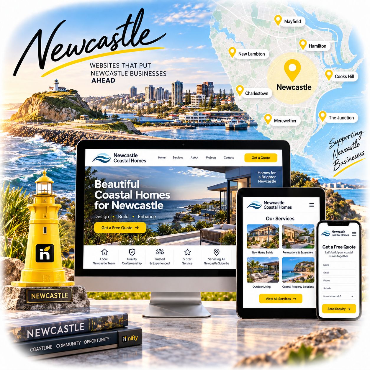 Hero visual for the Newcastle web design service