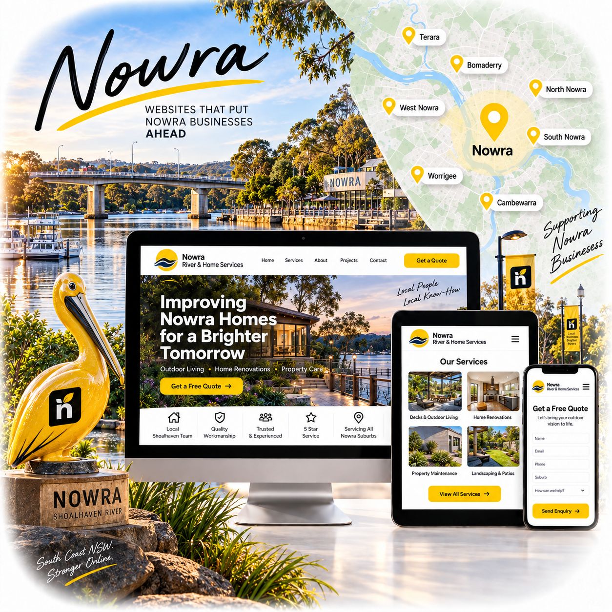 Hero visual for the Nowra web design service