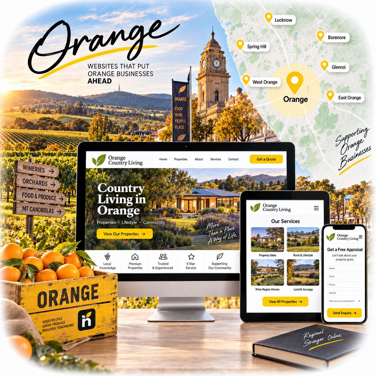 Hero visual for the Orange web design service