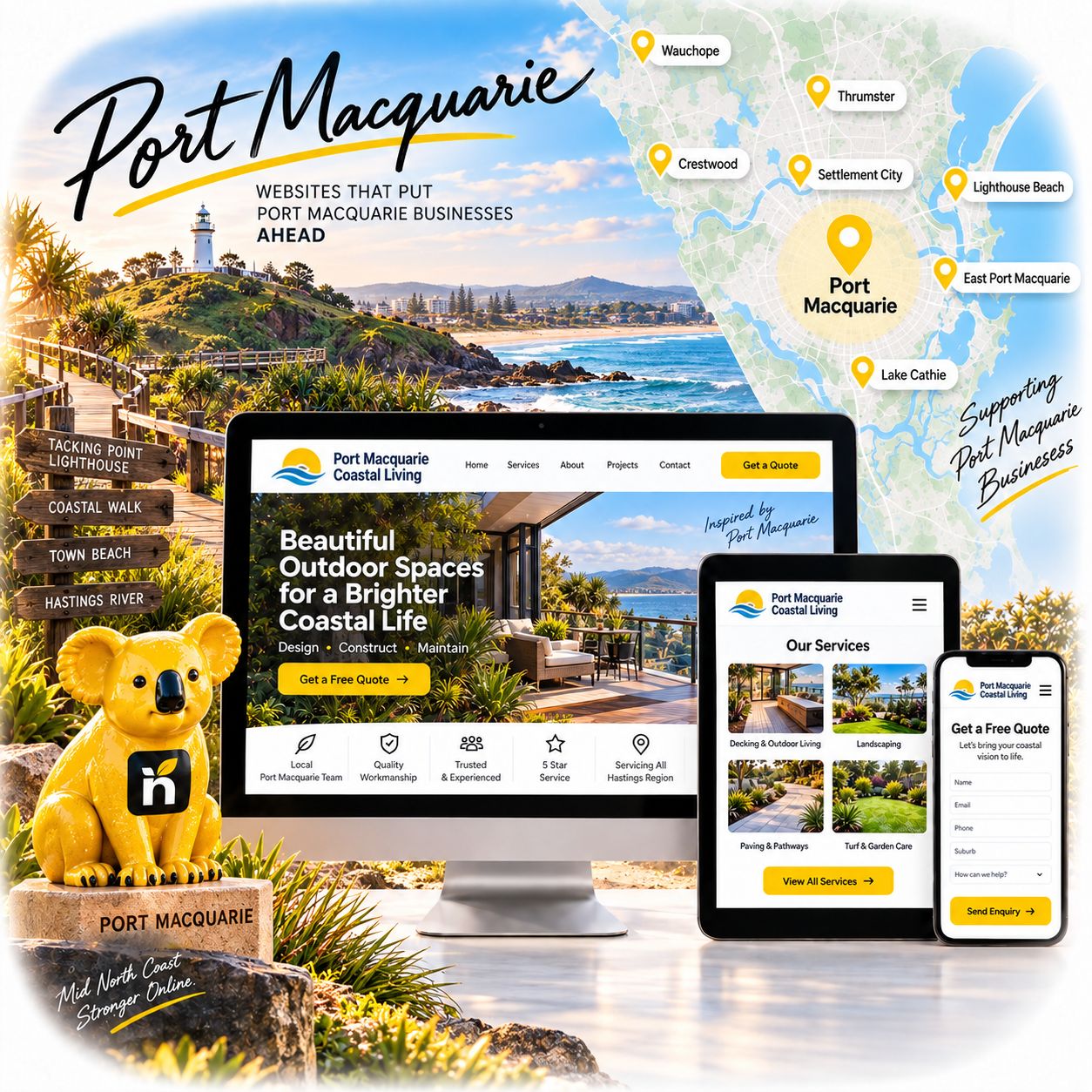 Hero visual for the Port Macquarie web design service