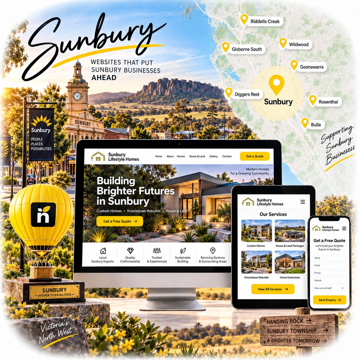 Hero visual for the Sunbury web design service