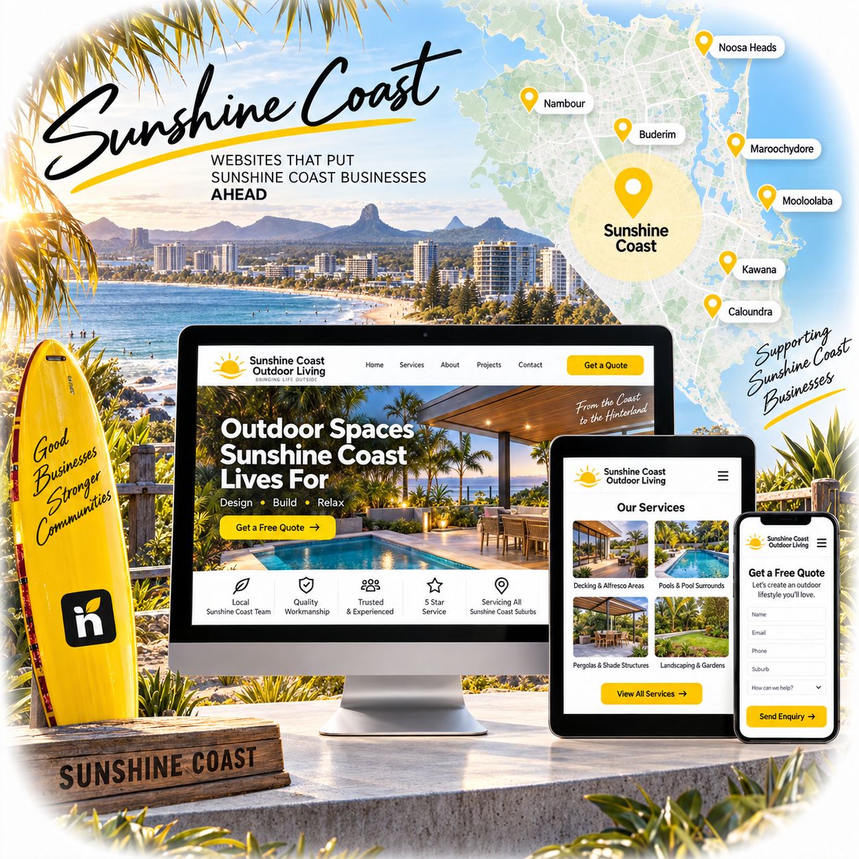 Hero visual for the Sunshine Coast web design service