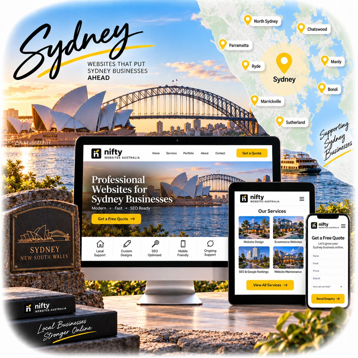 Hero visual for the Sydney web design service