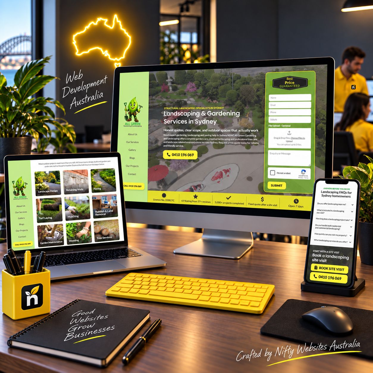 Example one-page homepage concept designed by Nifty Websites Australia