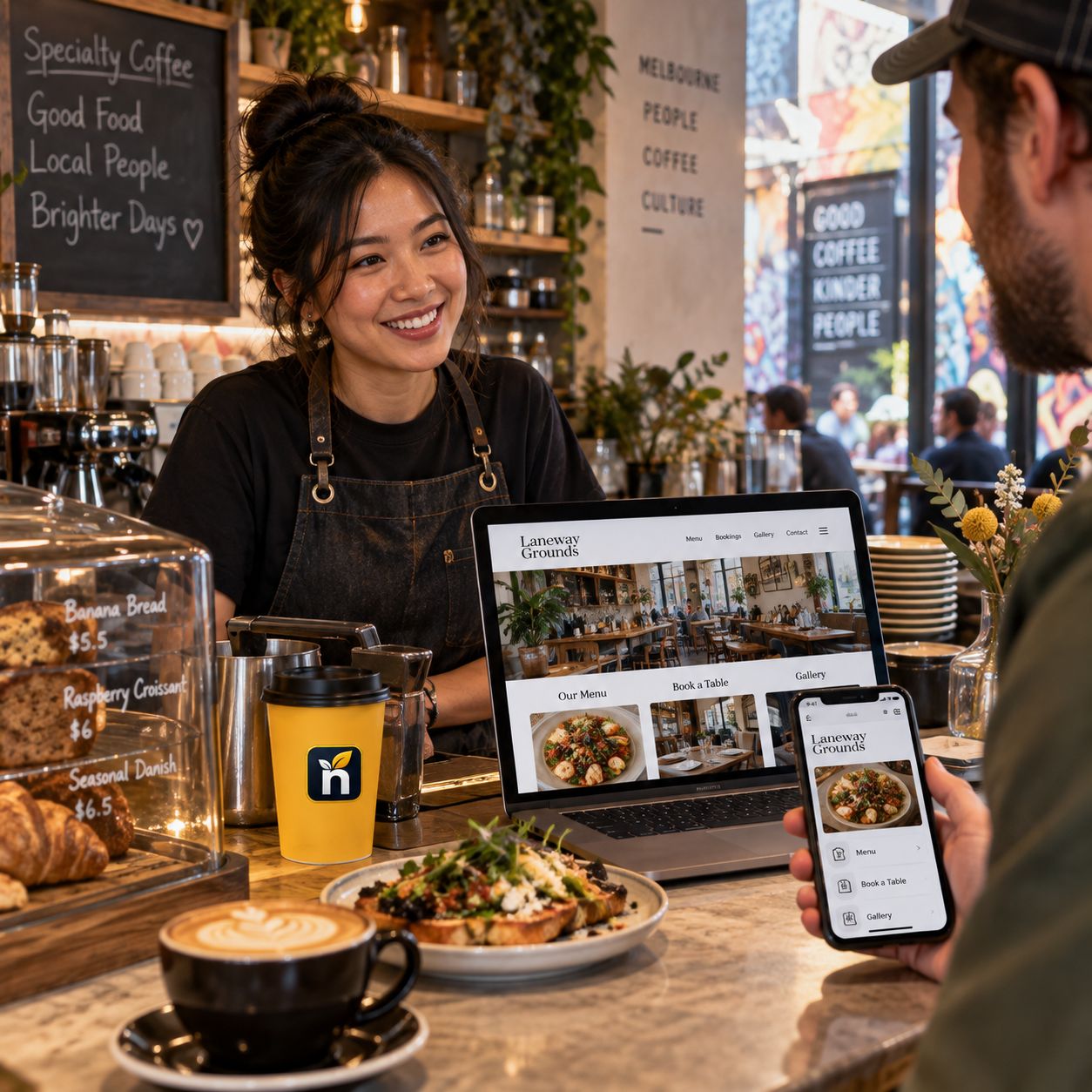 Hero visual for the cafes website service