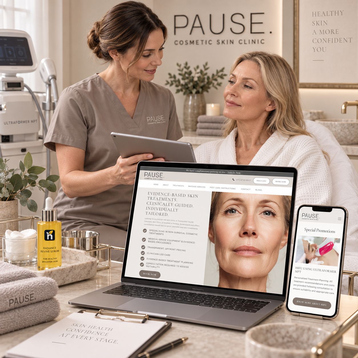 Hero visual for the aesthetic clinics website service
