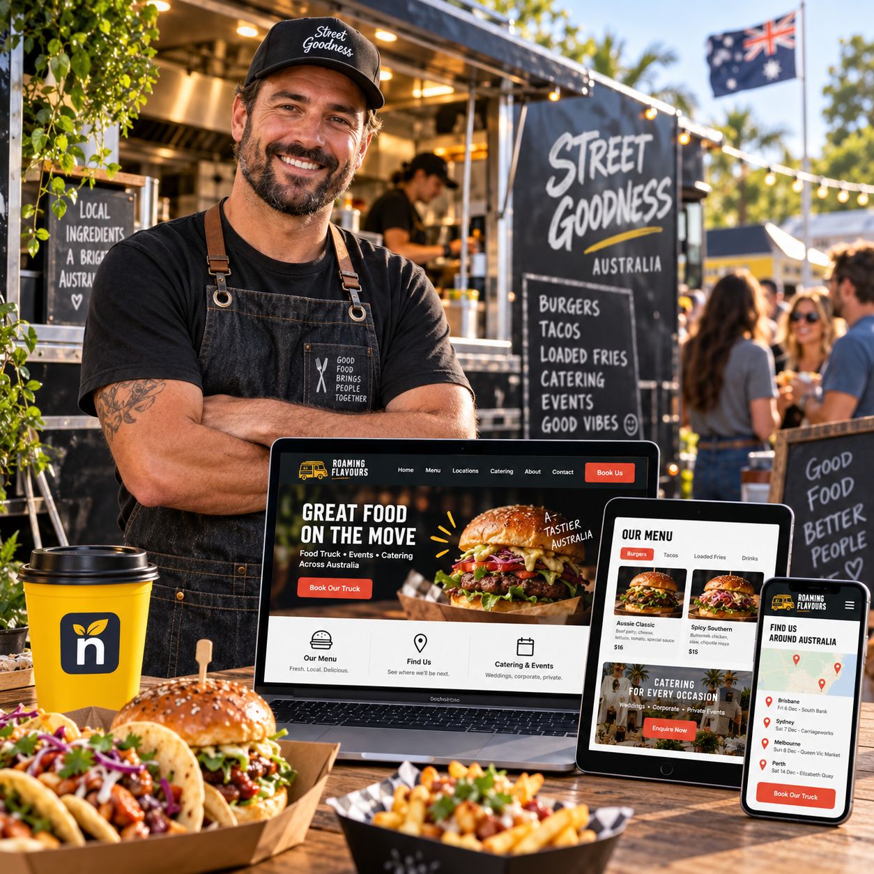 Hero visual for the food trucks website service