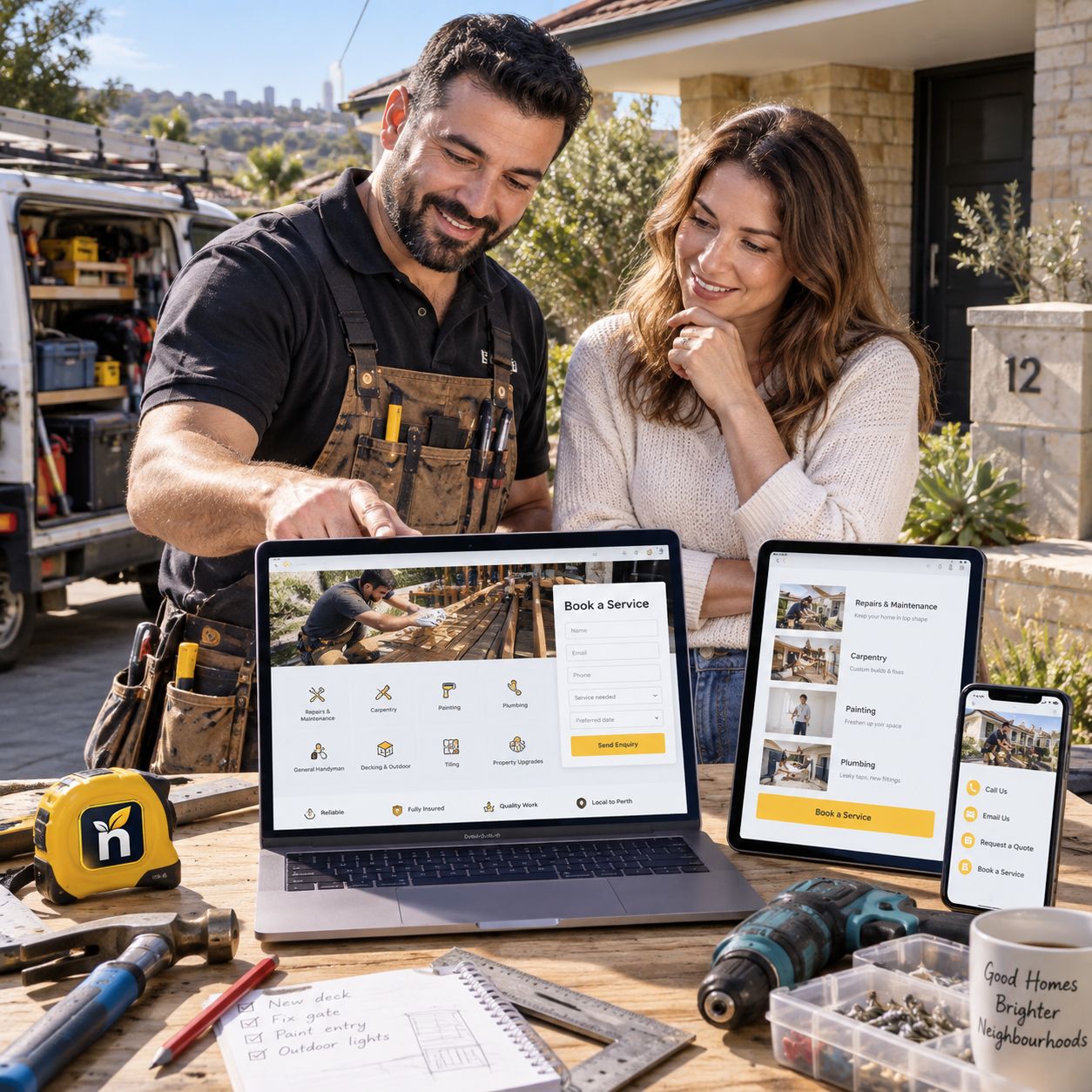 Hero visual for the handyman services website service
