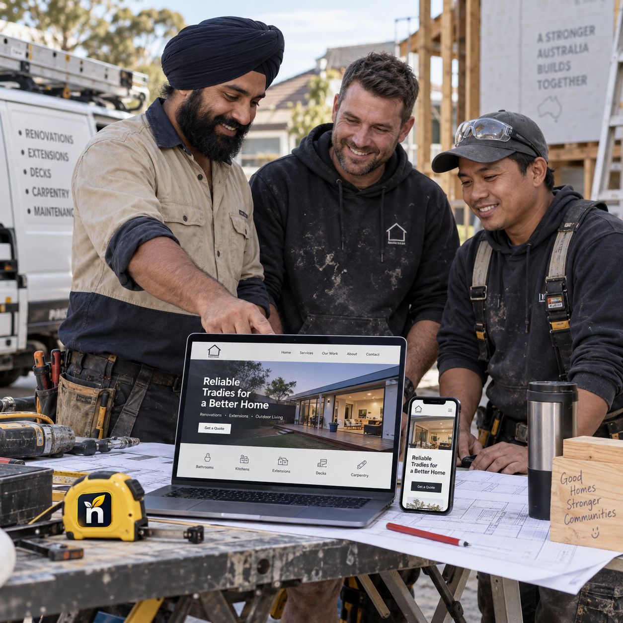 Hero visual for the tradies website service