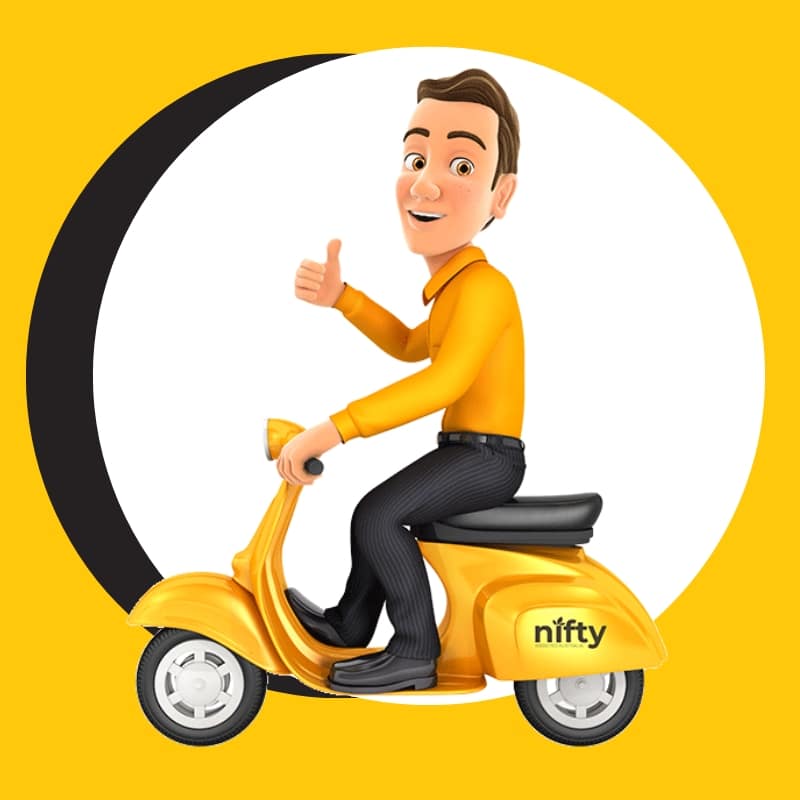 A man on a yellow scooter giving a thumbs up for White Label Website Services