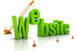 Illustration of the word 'Website' in large green letters being constructed by a crane, symbolizing website development. Traffic cones are placed around the letters, indicating ongoing construction. The image represents the concept of building and designing websites, making it relevant for topics like 'Best Web Animation Tools.