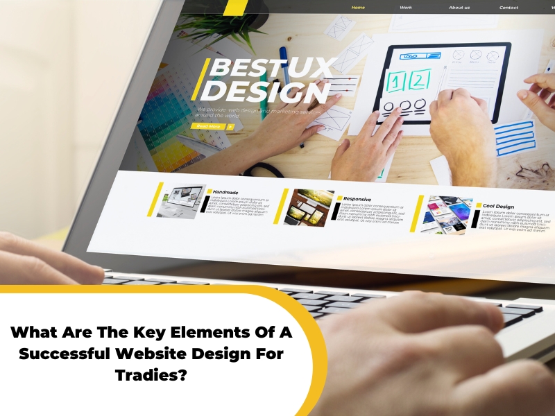 Responsive website design for tradies on laptop screen.