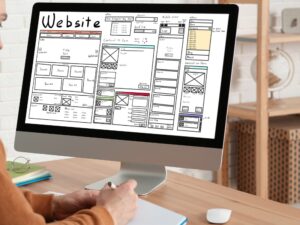 Website wireframe showing structured design for a truck food menu layout.